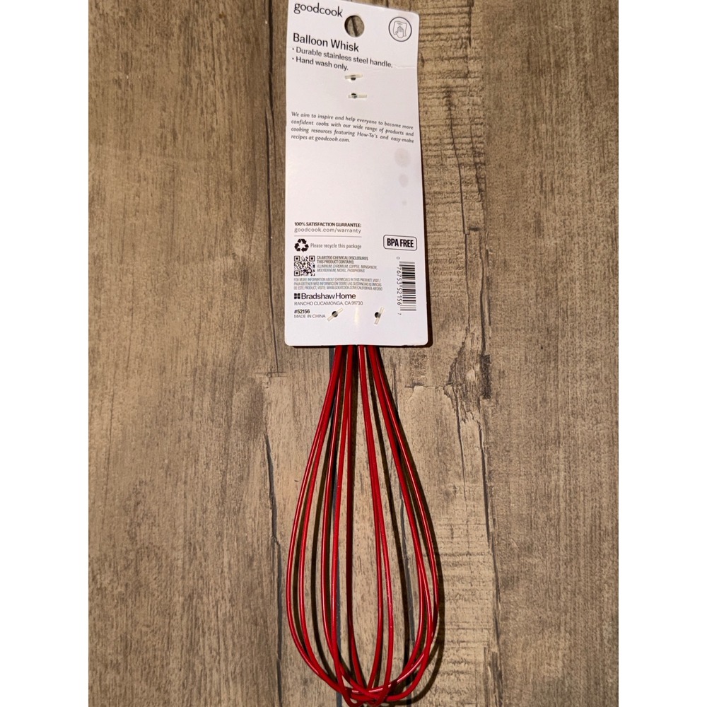 GoodCook Inspire Balloon Whisk Red Silicone Stainless Steel Handle 52156 NEW - Picture 2 of 4